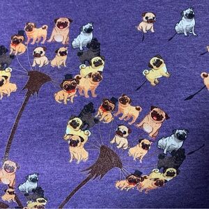 Purple Pug Dandelions Flowers T Shirt W 2X